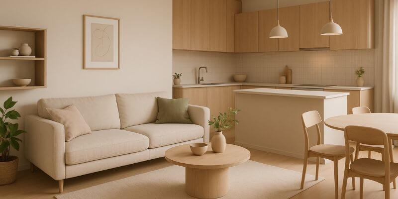 Exemplo de harmonia de cores em ambiente decorado